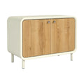 Moderne kast met houten deurtjes en afgeronde randen